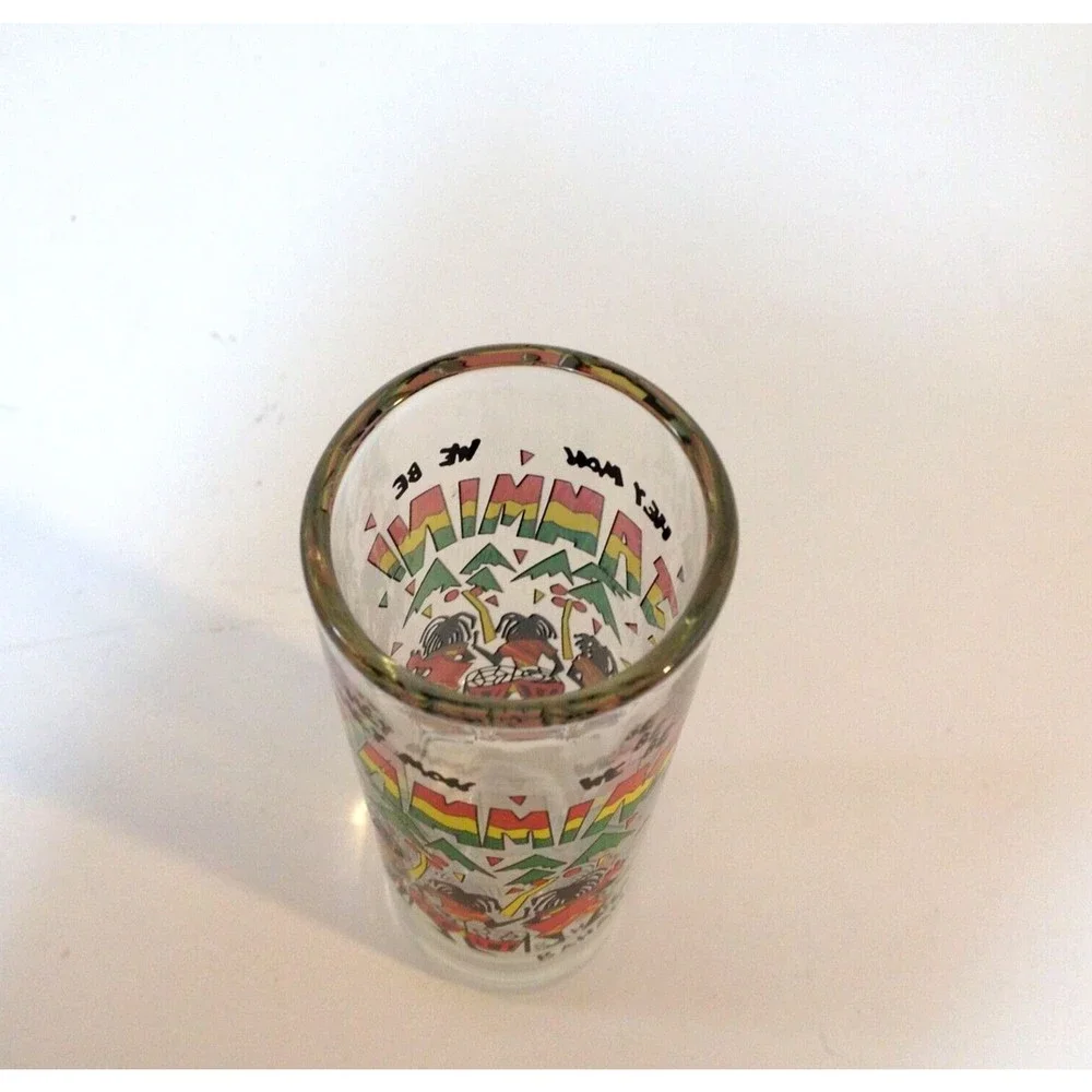Vintage Bahamas Hey Mon We Be Jammin Shooter Shot Glass Embossed Designs